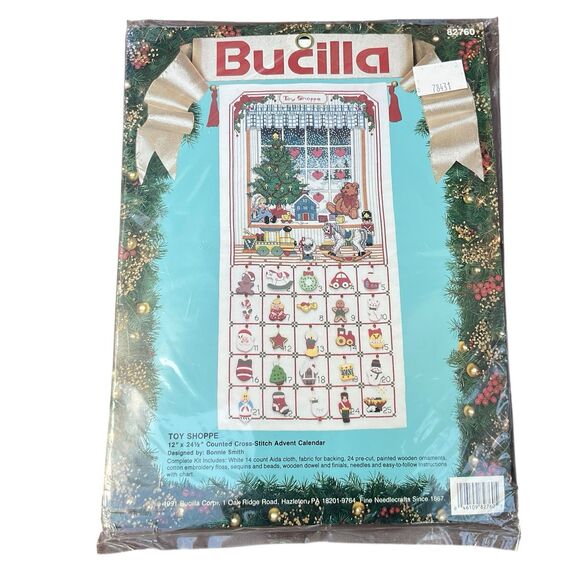 New Bucilla Toy Shoppe Counted Cross Stitch Christmas Advent Calendar Kit 1991 - Picture 1 of 4